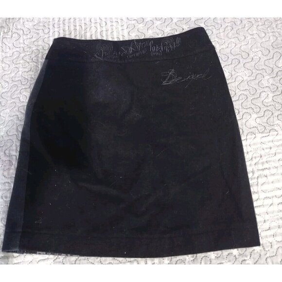 Desigual Womens Size XS Black Wool Blend Patchwork Button Front Mini Skirt - Picture 2 of 8